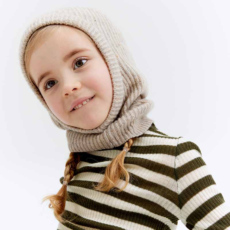 Balaclava ull barn​, Beige Melange, hi-res